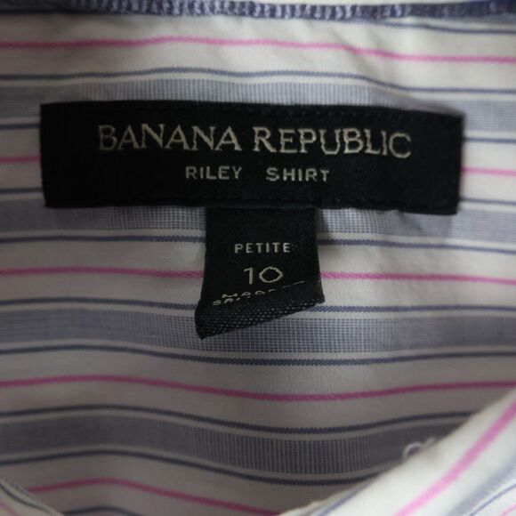 Banana Republic Long Sleeve Riley Shirt Striped Button Down Shirt Women's Sz 10P - Picture 3 of 6